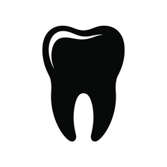 Single black tooth illustration on a white background for dental care