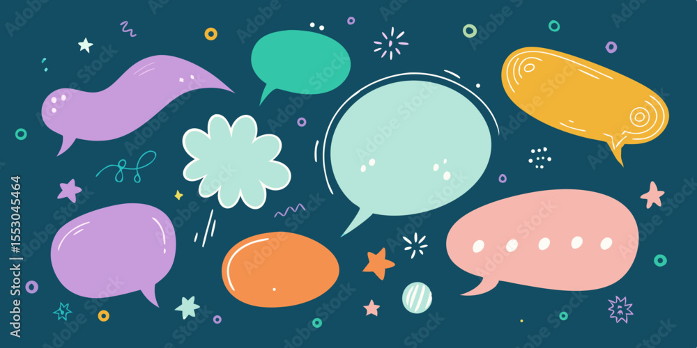 Poster colorful speech bubbles design for social media communication, perfect for adding text and making cr
