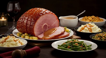 Glazed Ham Centerpiece with Classic Holiday Sides