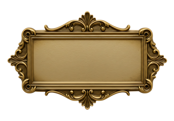 Elegant golden ornate frame isolated on Transparent is ideal for wedding invitations, announcements, or displaying fine art with sophisticated flair.