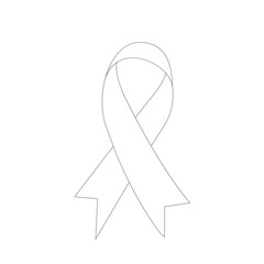 Ribbon for illness awareness in line design. Awareness month for a specific disease. Vector illustration. 