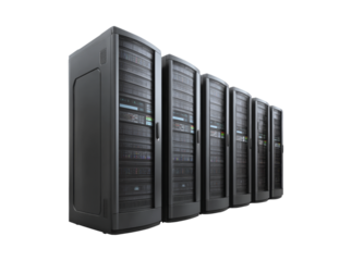 Row of modern data center servers network technology, Isolated On Transparent Background