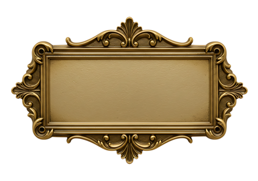Elegant golden ornate frame isolated on Transparent is ideal for wedding invitations, announcements, or displaying fine art with sophisticated flair.