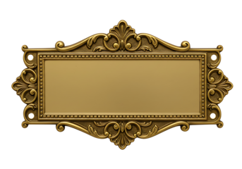 Ornate gold frame with antique flourishes sits elegantly on a Transparent background, perfect for text or display.