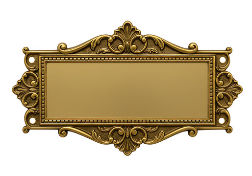 Ornate gold frame with antique flourishes sits elegantly on a Transparent background, perfect for text or display.