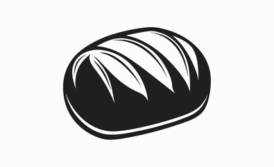 Bread loaf illustration silhouette, baguette hand drawn, bakery shop sketch, vintage food engraving