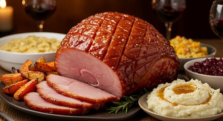 Glazed Ham with Roasted Root Vegetables and Creamy Mashed Potatoes: A Festive Feast