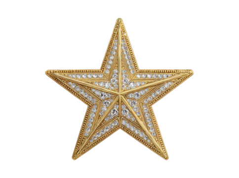 Gold star diamond pendant luxury jewelry accessory, Isolated On Transparent Background
