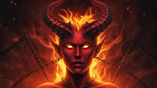 Fiery demon figure illustration