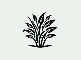 Elegant kale silhouette vector logo with intricate leaf veins for premium wellness brands