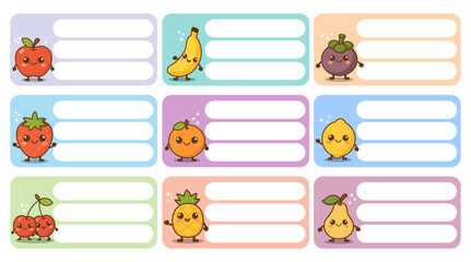 Cute Fruit Notebook Labels, School Labels Sticker.