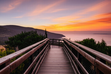wooden bridge over the river