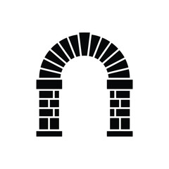 Black and White Illustration of a Brick Archway Silhouette