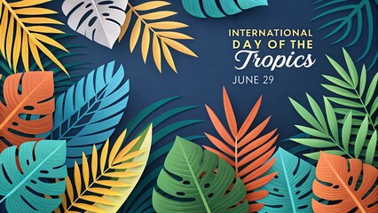 International Day of the Tropics, Colorful tropical leaves celebrating nature on International Tropics Day.