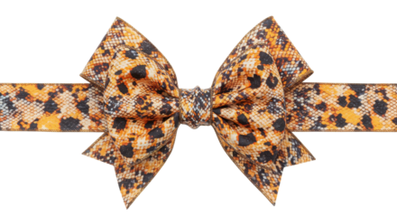 A gift bow made of patterned ribbon isolated on transparent png