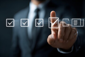 Businessman Selecting Checkbox on Digital Screen.
