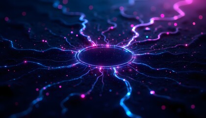 An intricate web of glowing filaments intertwines and branches across a dark expanse, resembling a cosmic neuron network or the root system of an otherworldly plant