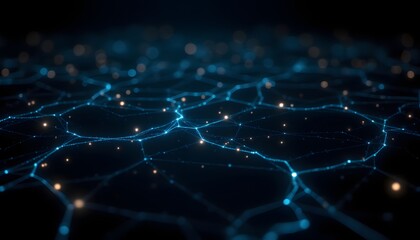 A complex web of fine, luminous lines interweaves across a dark expanse, resembling nerve fibers or pathways of light