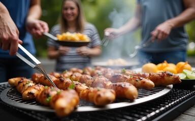 Barbecue cooking friends enjoying the food and company. High quality