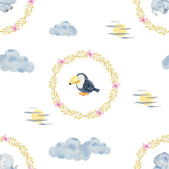 Watercolor Good Night Savanna Illustration: Sleeping Safari Animals, Moon, Stars – Perfect for Kids' Room Decor