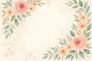 Vintage floral background with romantic pink roses, elegant frame, and decorative hearts for a wedding or Valentine's Day card design