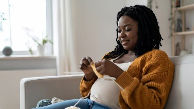 Woman knitting on a couch (1)