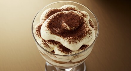 Indulge in Decadence: A Close-Up of Creamy Tiramisu in a Glass