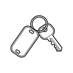 Key with tag outline drawing vector illustration isolated on white