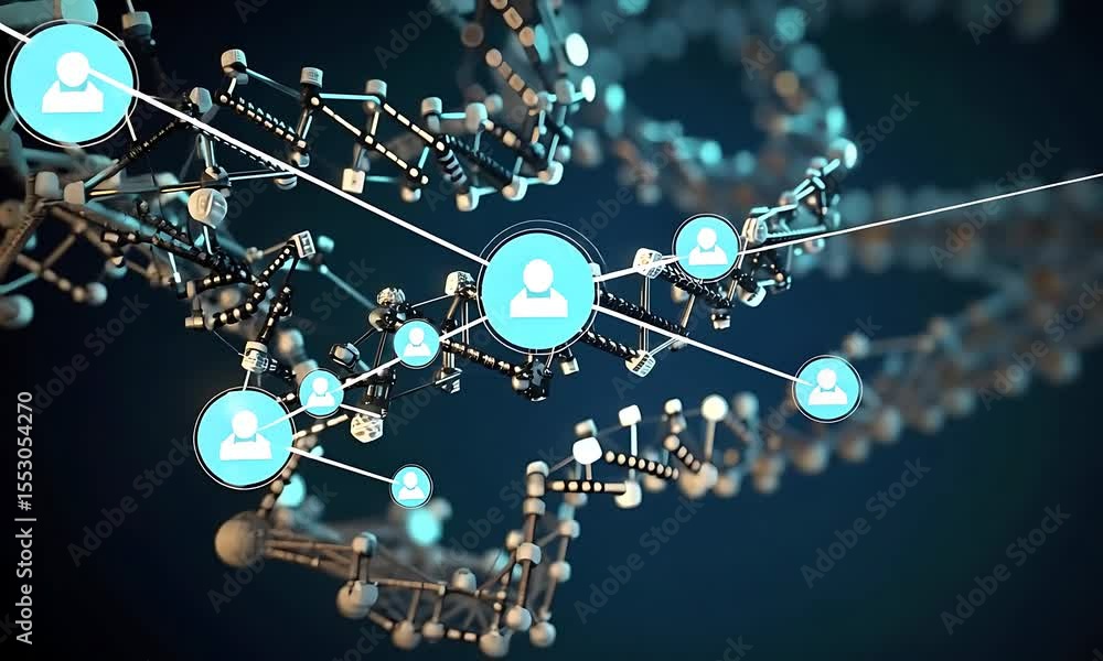 Poster interconnected network over simulated deoxyribonucleic acid structures