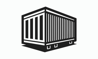 cargo container icon, shipping box silhouette, freight container vector
