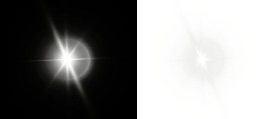 Star white PNG sparkle glows in transparent galaxy. Flash of night beam reflects beauty with background light. PNG starlight and shining space create a magical effect with white star.