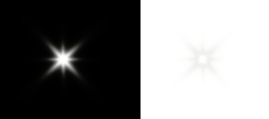 Star white beam flashes in sparkling light with glow and PNG shine. Starlight background and transparent effect sparkle the galaxy. PNG star reflection adds night explosion and shining star.