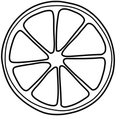 Hand drawn sliced orange doodle sketch style outline illustration 