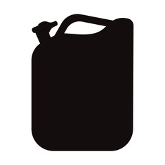 Petrol canister. Vector illustration of simple black silhouette of gas can isolated transparent. Perfect icon, logo, label. EPS 10