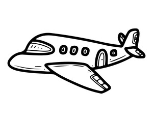 Small passenger plane. Hand drawn doodle vector. Air transport for people transportation. Winged machine for flying in the sky. Aviation. Modern technologies. Illustration line art element.