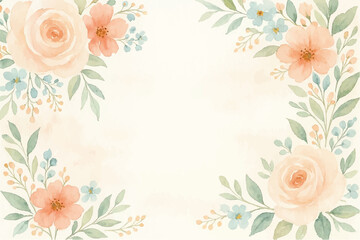 Vintage floral background with romantic pink roses, elegant frame, and decorative hearts for a wedding or Valentine's Day card design