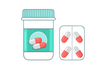 medicine bottle and pills