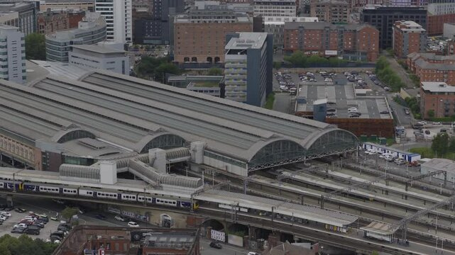 Aerial view of Manchester Piccadilly train station