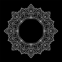 Frame in eastern tradition. Stylized with henna tattoos decorative pattern for decorating covers for book, notebook, casket, magazine, postcard and folder. Flower border in mehndi style.