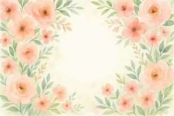 Obraz premium Vintage floral background with romantic pink roses, elegant frame, and decorative hearts for a wedding or Valentine's Day card design