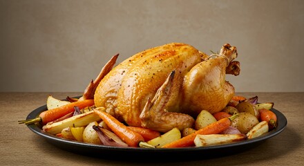 Golden Roast Chicken with Roasted Root Vegetables, a Festive Feast