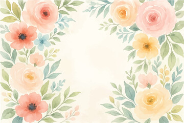 Obraz premium Vintage floral background with romantic pink roses, elegant frame, and decorative hearts for a wedding or Valentine's Day card design