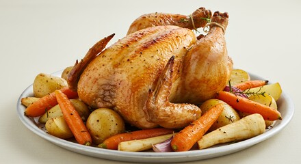 Golden-Roasted Chicken with Herb-Roasted Root Vegetables, a comforting and delicious centerpiece for any meal.