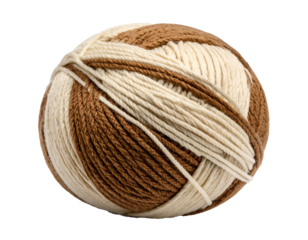  A charming multi-colored ball of yarn in natural brown and cream tones for crafting.