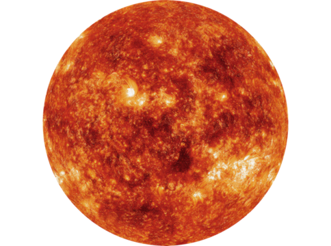 Close up of the sun surface intense solar flares energy, Isolated On Transparent Background