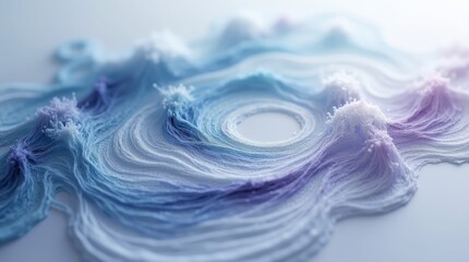 A serene abstract image featuring soft, wave-like textures in shades of blue, violet, and white. T