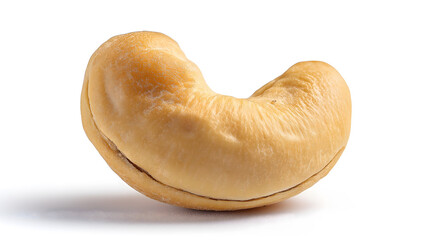 Single cashew isolated on white background
