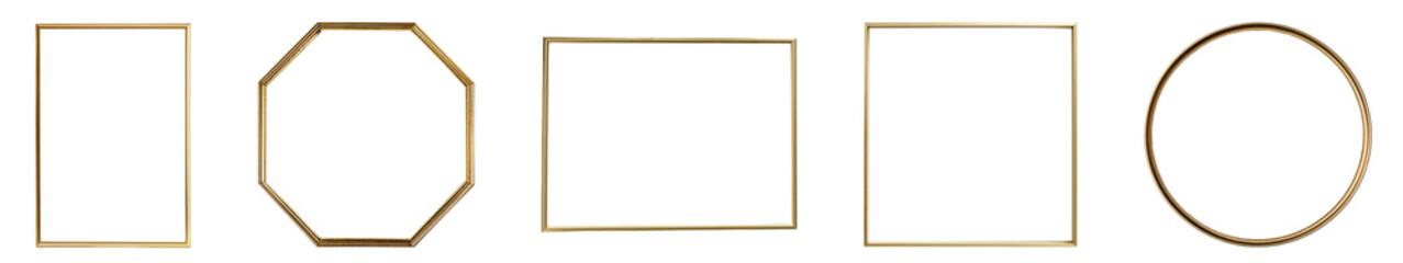 PNG Elegant gold geometric frames collection, elements on transparent background
