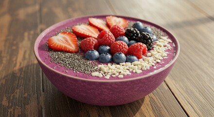 Indulge in this vibrant berry smoothie bowl, bursting with fresh fruit and healthy toppings.