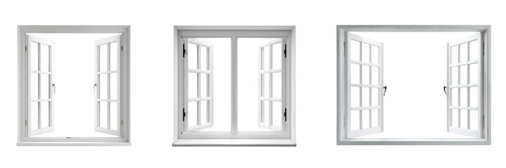 Obraz premium Set of White open window isolated on a transparent background